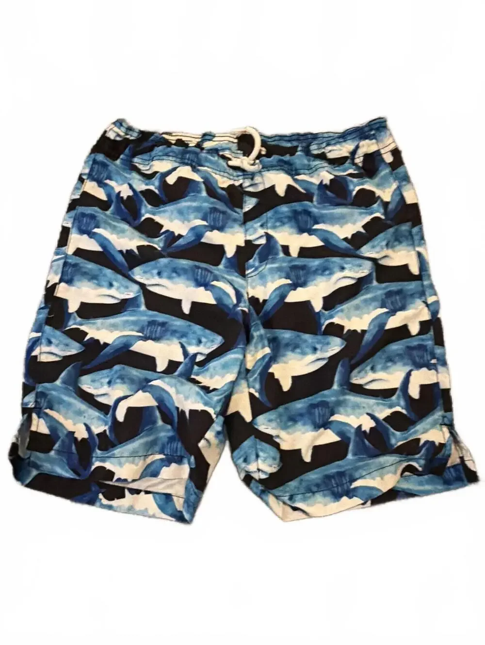 Children's Place Sport Shark Print Swim Shorts XL - Blue Black